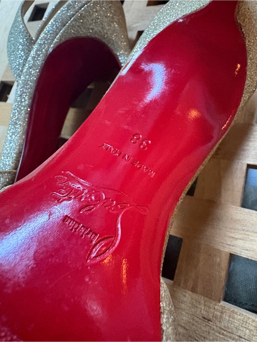 Christian Louboutin Ever 100 glitter slingback pumps - Picture 7 of 8
